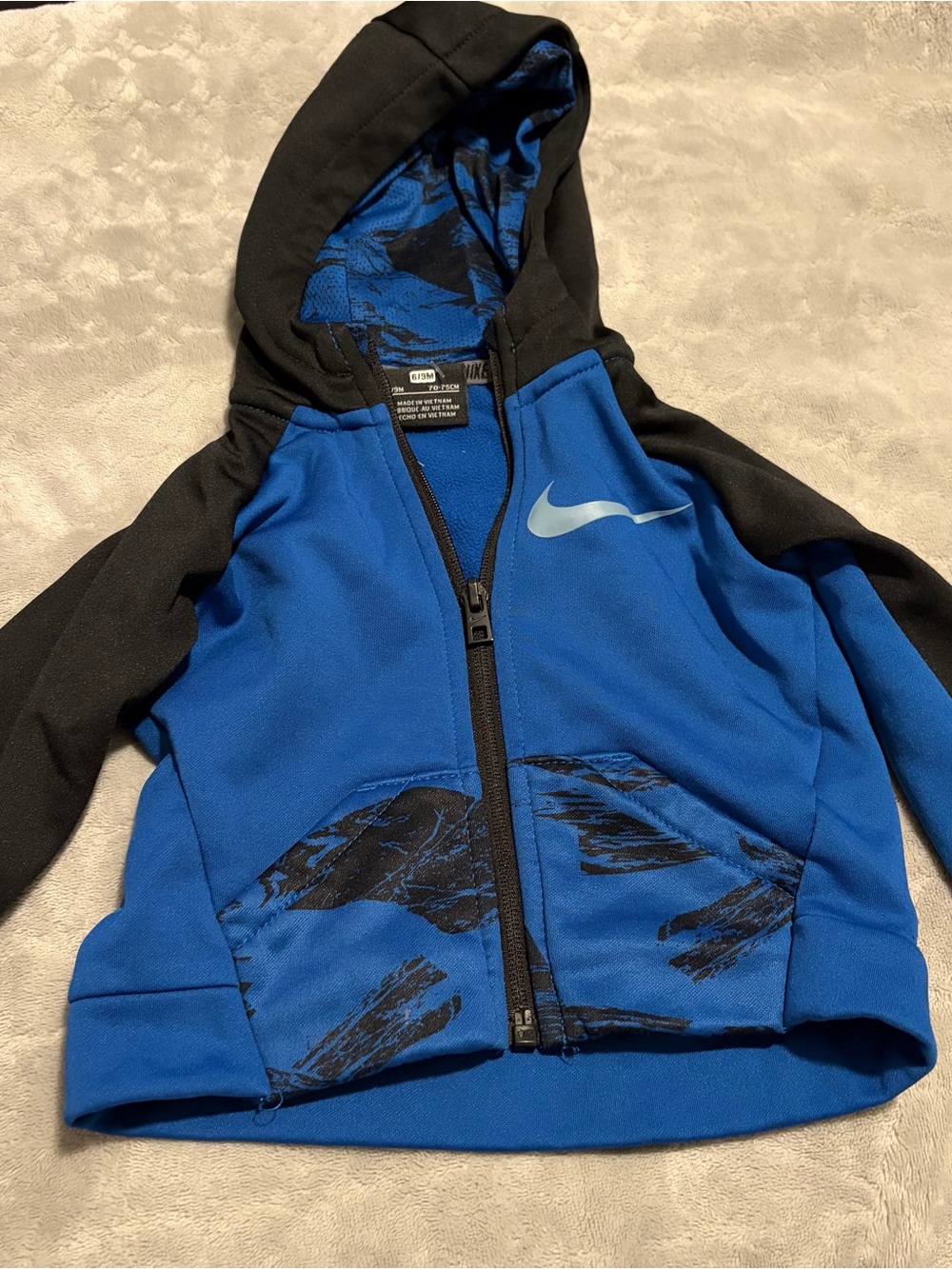 Nike Blue & Black Kids' Full-Zip Hoodie with Graphic Pockets